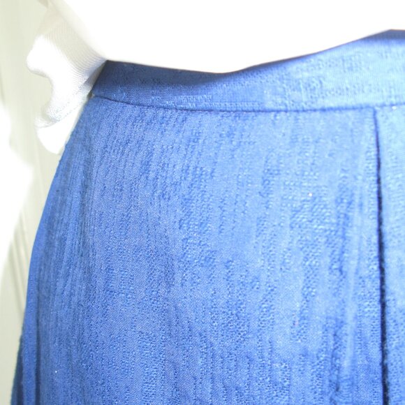 BROOKS BROTHERS - Red Fleece Pleated A-Line blue boucle skirt - Picture 6 of 15